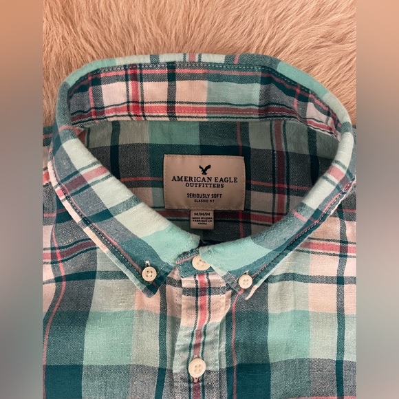 American Eagle Men’s Casual Button Down size M Cotton/Linen blend - Picture 1 of 9